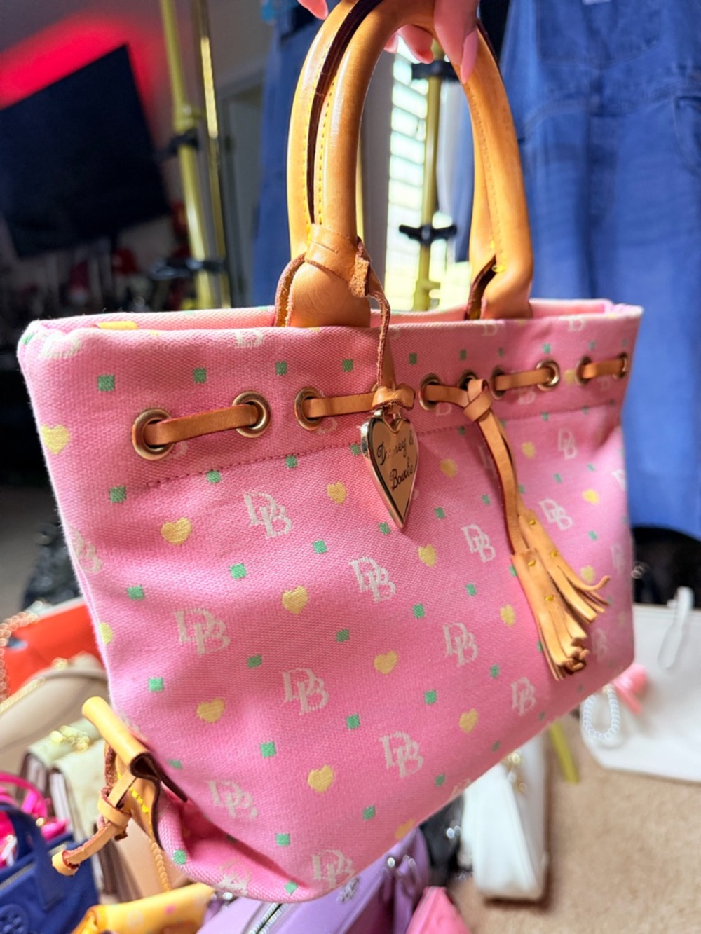 Dooney & Bourke Pink Satchel with Tan Details - Picture 15 of 16
